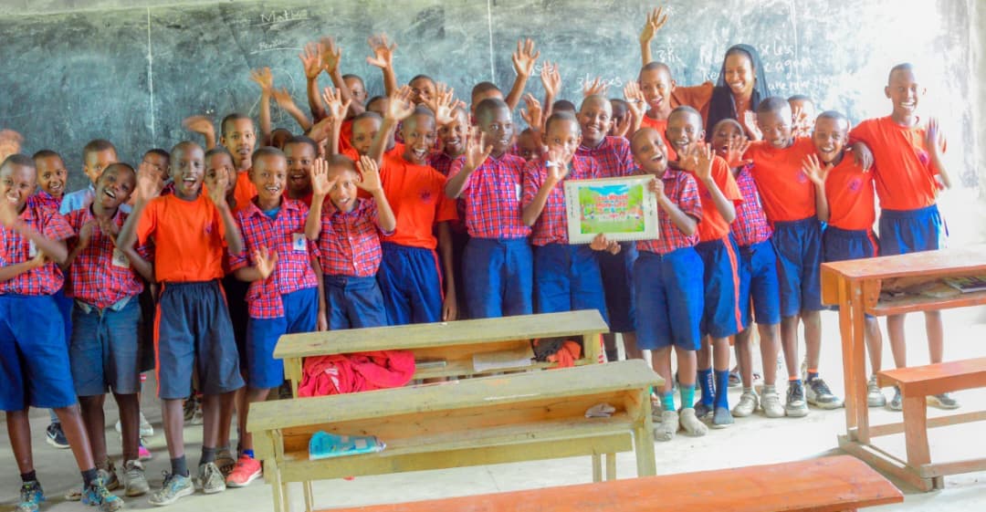Clean Chad Project school outreach — students celebrating